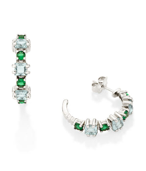 PLATINUM GREEN HOPE HOOP EARRINGS