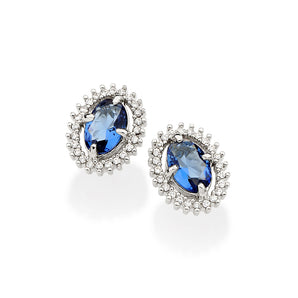 PLATINUM TOGETHER AGAIN STUD EARRINGS IN BLUE