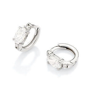 PLATINUM SHINE BRIGHT HUGGIE EARRINGS