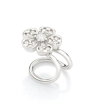 PLATINUM STUDDED DAISY FLOWER EAR CUFF