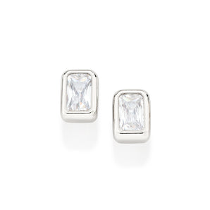 PLATINUM SMALL PIECE OF LOVE STUD EARRINGS IN WHITE