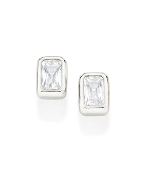 PLATINUM SMALL PIECE OF LOVE STUD EARRINGS IN WHITE