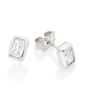 PLATINUM SMALL PIECE OF LOVE STUD EARRINGS IN WHITE