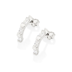 PLATINUM GLISTENING MORNING SMALL HOOP EARRINGS IN WHITE