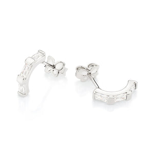 PLATINUM GLISTENING MORNING SMALL HOOP EARRINGS IN WHITE