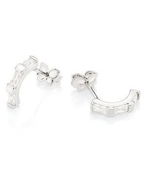 PLATINUM GLISTENING MORNING SMALL HOOP EARRINGS IN WHITE