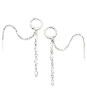PLATINUM SHINNING RAIN DANGLY EARRINGS