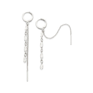 PLATINUM SHINNING RAIN DANGLY EARRINGS