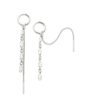 PLATINUM SHINNING RAIN DANGLY EARRINGS