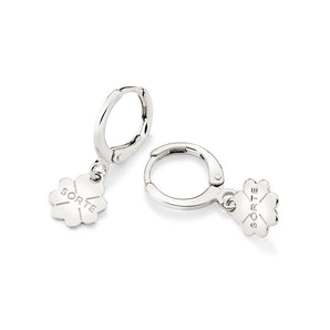 PLATINUM FOUR LEAF CLOVER “SORTE” (LUCK) HUGGIE EARRINGS