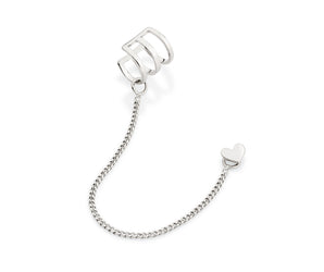 PLATINUM HEART EAR CUFF CHAIN