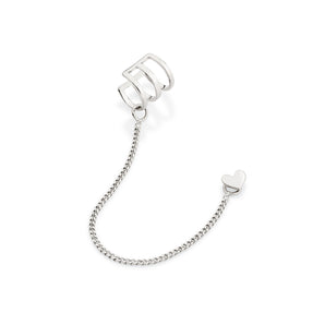 PLATINUM HEART EAR CUFF CHAIN