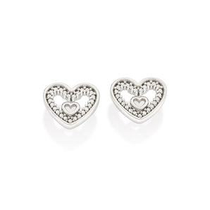 PLATINUM BEATING HEART STUD EARRING