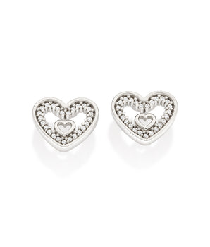 PLATINUM BEATING HEART STUD EARRING