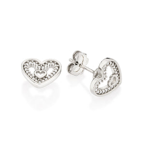 PLATINUM BEATING HEART STUD EARRING
