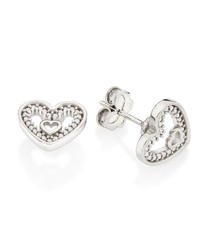 PLATINUM BEATING HEART STUD EARRING