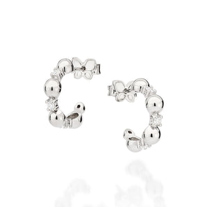 PLATINUM SPHERES HUGGIE EARRINGS