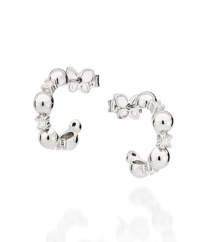 PLATINUM SPHERES HUGGIE EARRINGS