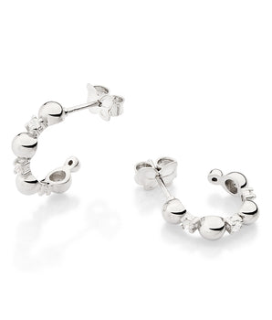 PLATINUM SPHERES HUGGIE EARRINGS