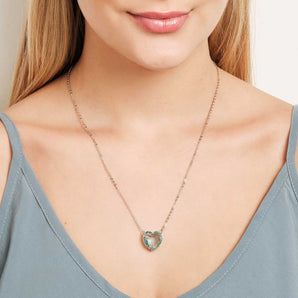 PLATINUM STONE HEART NECKLACE