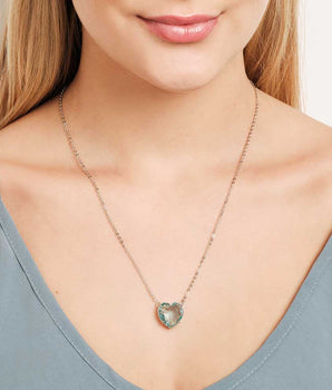 PLATINUM STONE HEART NECKLACE