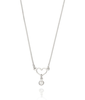 PLATINUM HANGING HEART NECKLACE