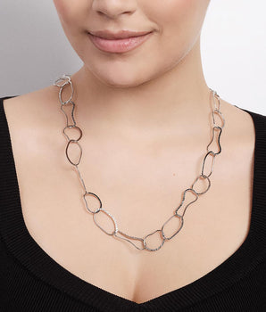 PLATINUM ABSTRACT OVAL NECKLACE