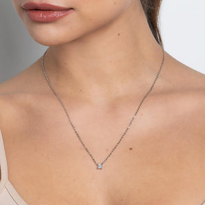 PLATINUM SQUARE LIGHT NECKLACE