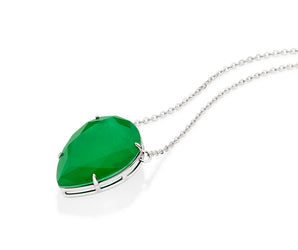 PLATINUM GREEN DROPLET NECKLACE