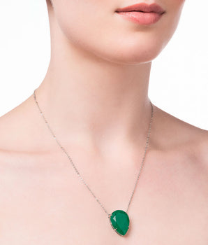 PLATINUM GREEN DROPLET NECKLACE