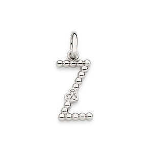 PLATINUM TEXTURED AND HEART LETTER PENDANT