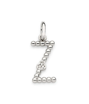 PLATINUM TEXTURED AND HEART LETTER PENDANT