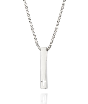 PLATINUM MEN'S SKINNY CROSS PENDANT