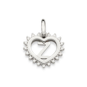 PLATINUM STUDDED HEART LETTER PENDANT
