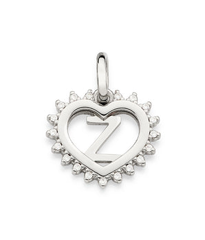 PLATINUM STUDDED HEART LETTER PENDANT