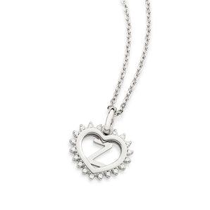 PLATINUM STUDDED HEART LETTER PENDANT
