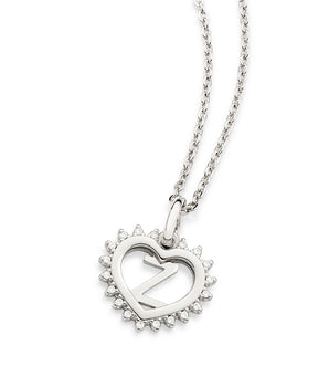 PLATINUM STUDDED HEART LETTER PENDANT