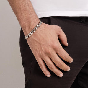 PLATINUM MEN'S THICK CABLE LINK BRACELET