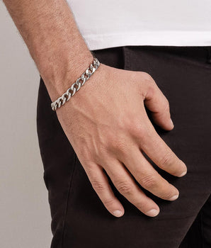 PLATINUM MEN'S THICK CABLE LINK BRACELET