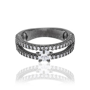 BLACK RHODIUM RING WITH ZIRCONIA
