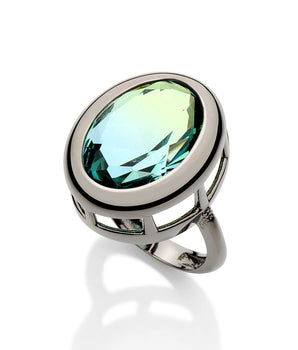 BLACK RHODIUM RING WITH CRYSTAL