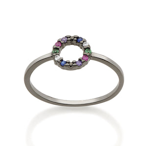BLACK RHODIUM RING WITH ZIRCONIA