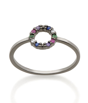 BLACK RHODIUM RING WITH ZIRCONIA