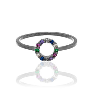 BLACK RHODIUM RING WITH ZIRCONIA