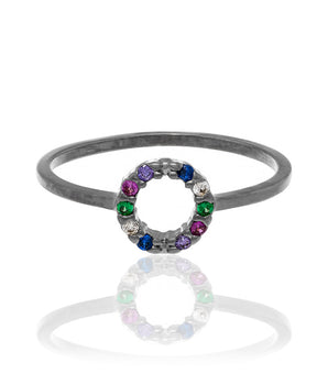 BLACK RHODIUM RING WITH ZIRCONIA