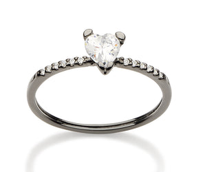 BLACK RHODIUM RING WITH ZIRCONIA