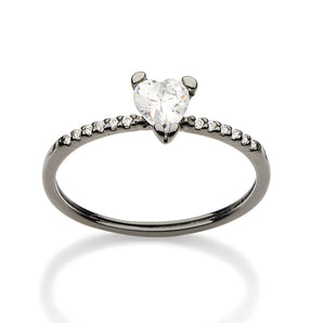 BLACK RHODIUM RING WITH ZIRCONIA