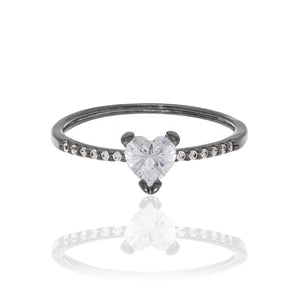 BLACK RHODIUM RING WITH ZIRCONIA