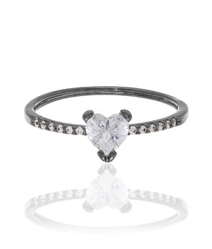 BLACK RHODIUM RING WITH ZIRCONIA
