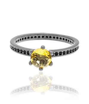 BLACK RHODIUM RING WITH CRYSTAL AND ZIRCONIA